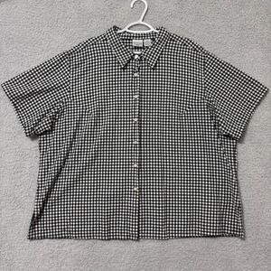 Gingham Button Up Shirt Plus Size 28W Work Casual Short Sleeve Relaxed Fit